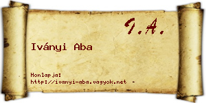 Iványi Aba névjegykártya